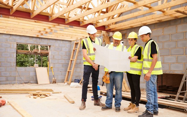 Contractors on a building site