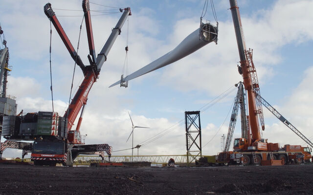 Large cranes on a construction site
