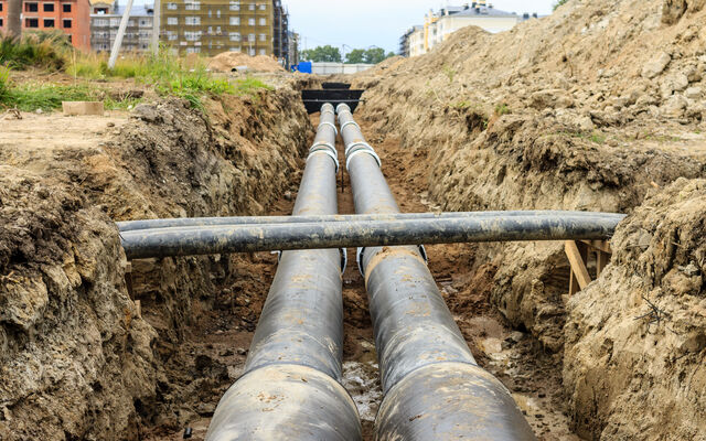 Pipes in a ditch underground 