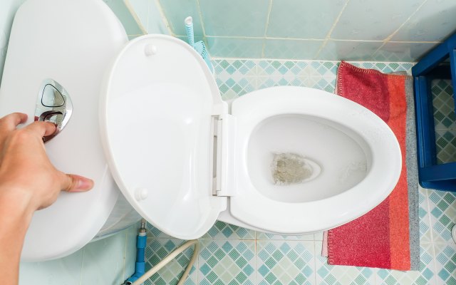 Flushing a toilet