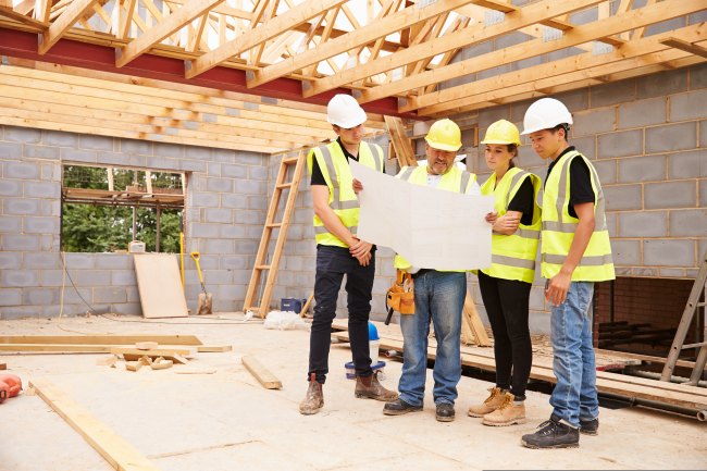 Contractors on a building site