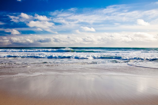 A sunny beach and waves