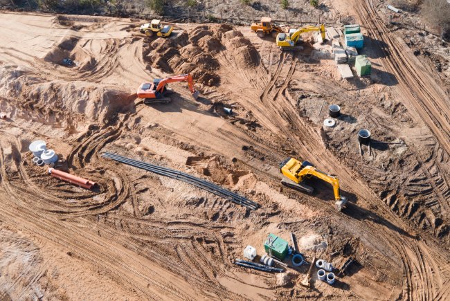Diggers on a construction site